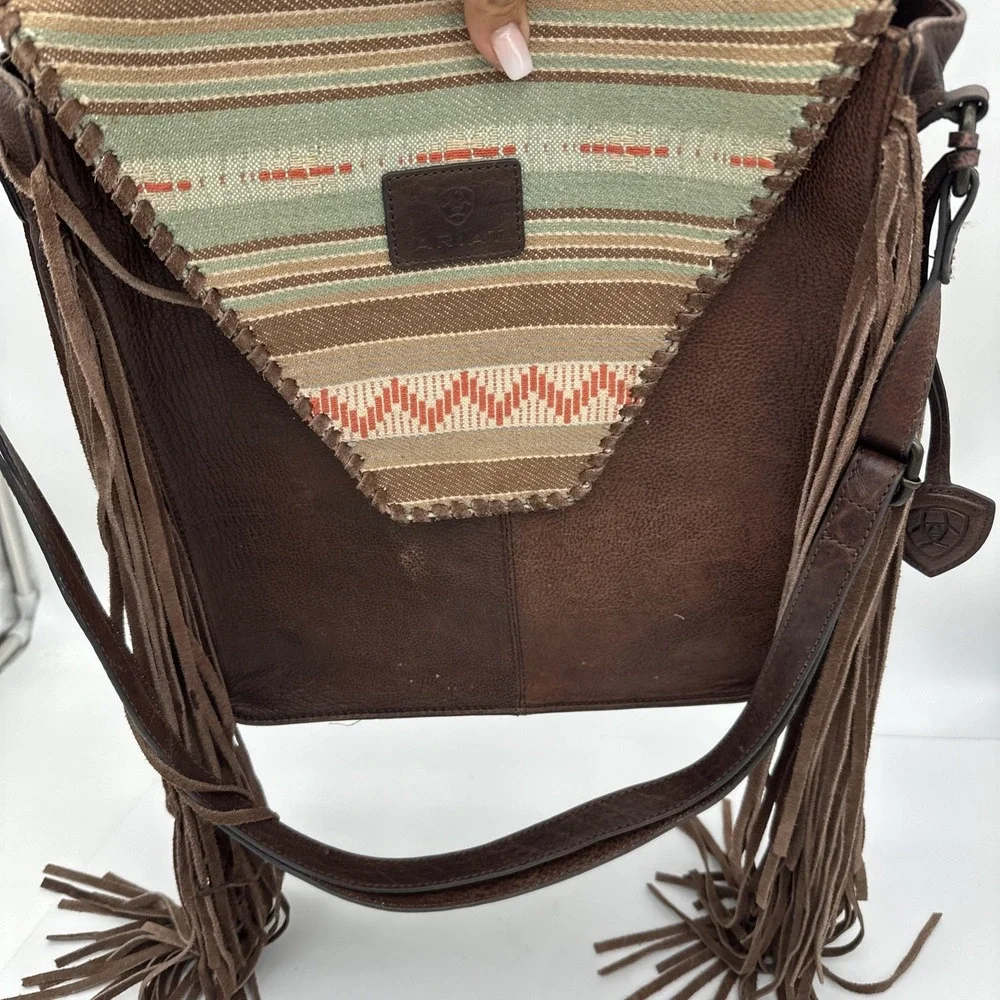 ARIAT Serape Large Tote Purse, Leather Western Bag Leather Straps 12x14